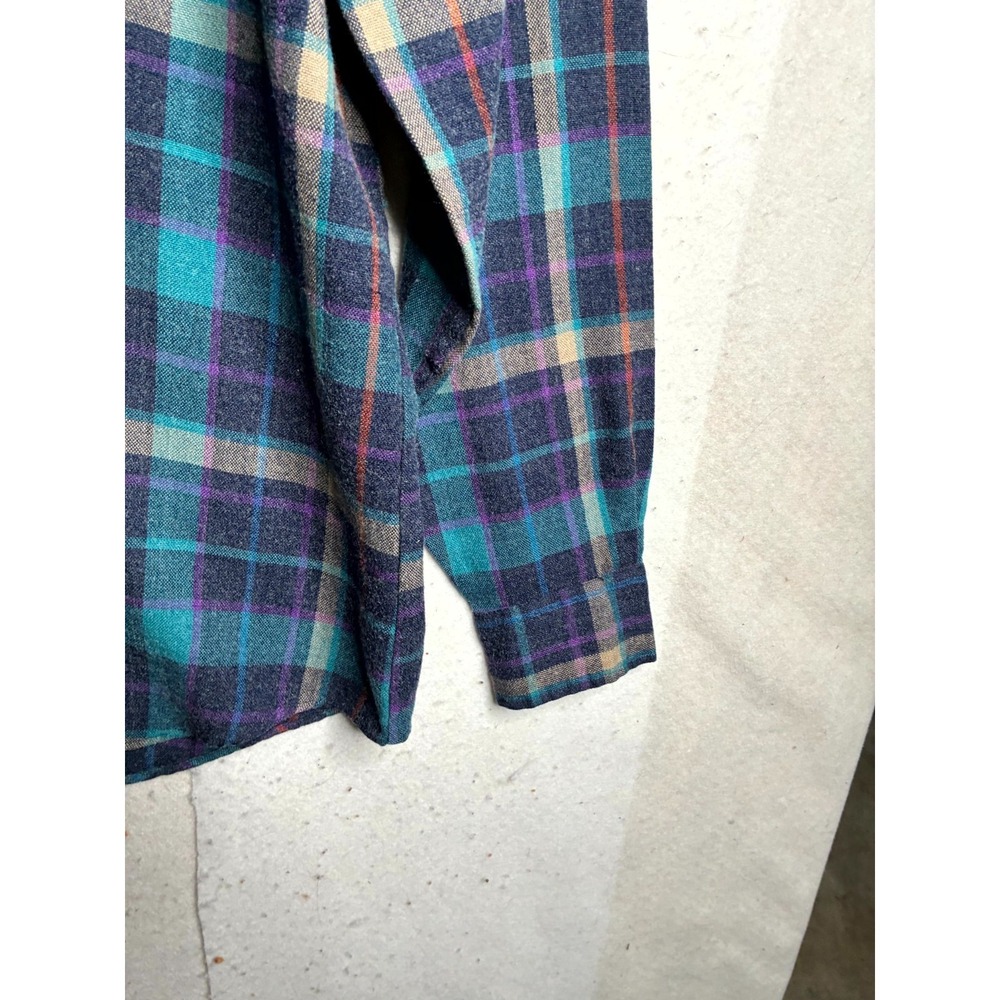 VTG Boulevard for Tall Man Shirt Mens XLT 17-17.5 Multi Plaid Flannel Button Up - Picture 2 of 10
